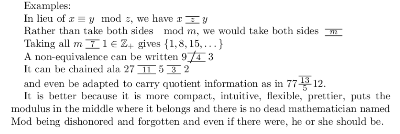 Alternate mod notation as rendered in Latex